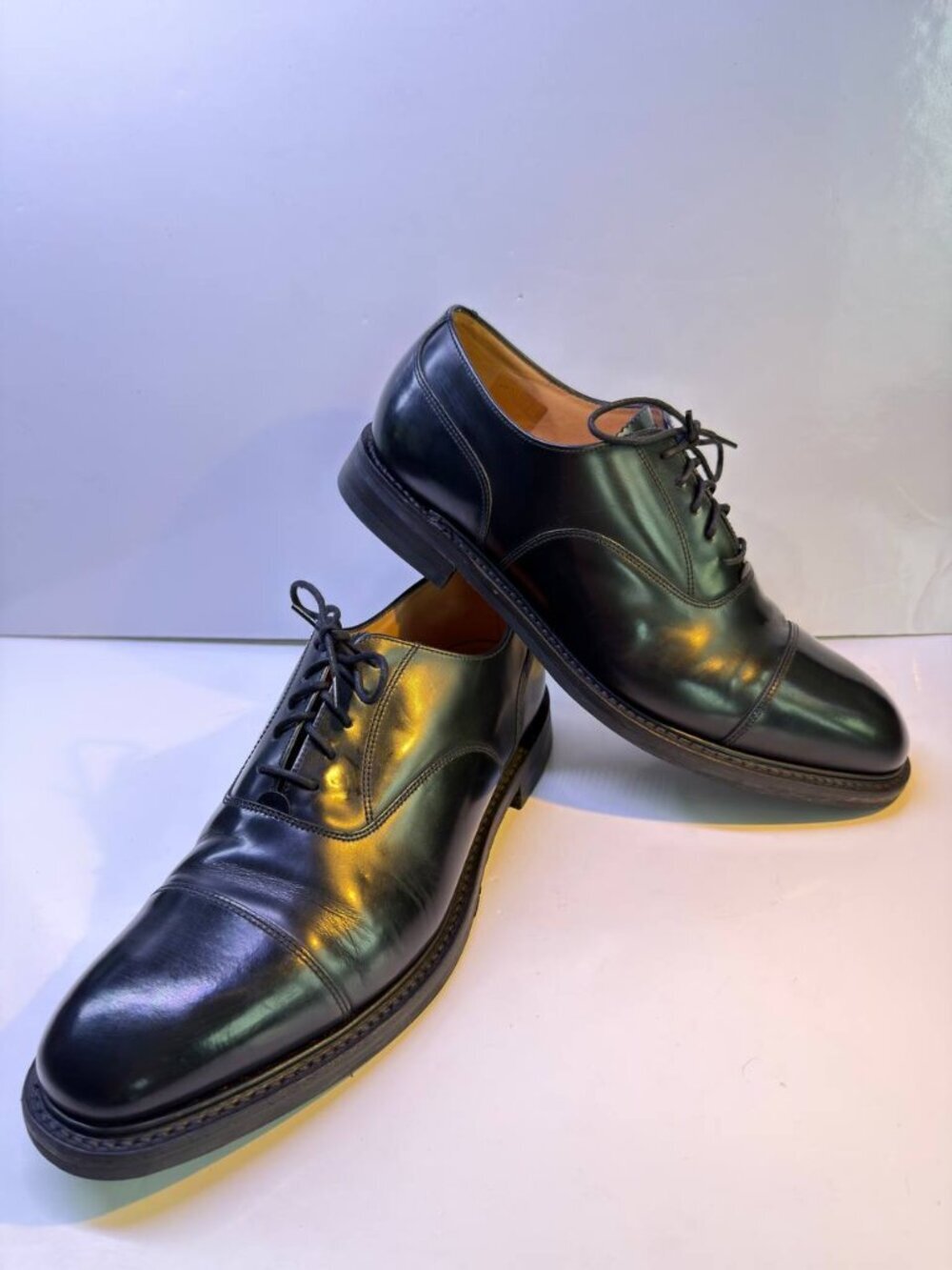 Men's Black Cap-Toe Derby Dress Shoes - Polished Leather